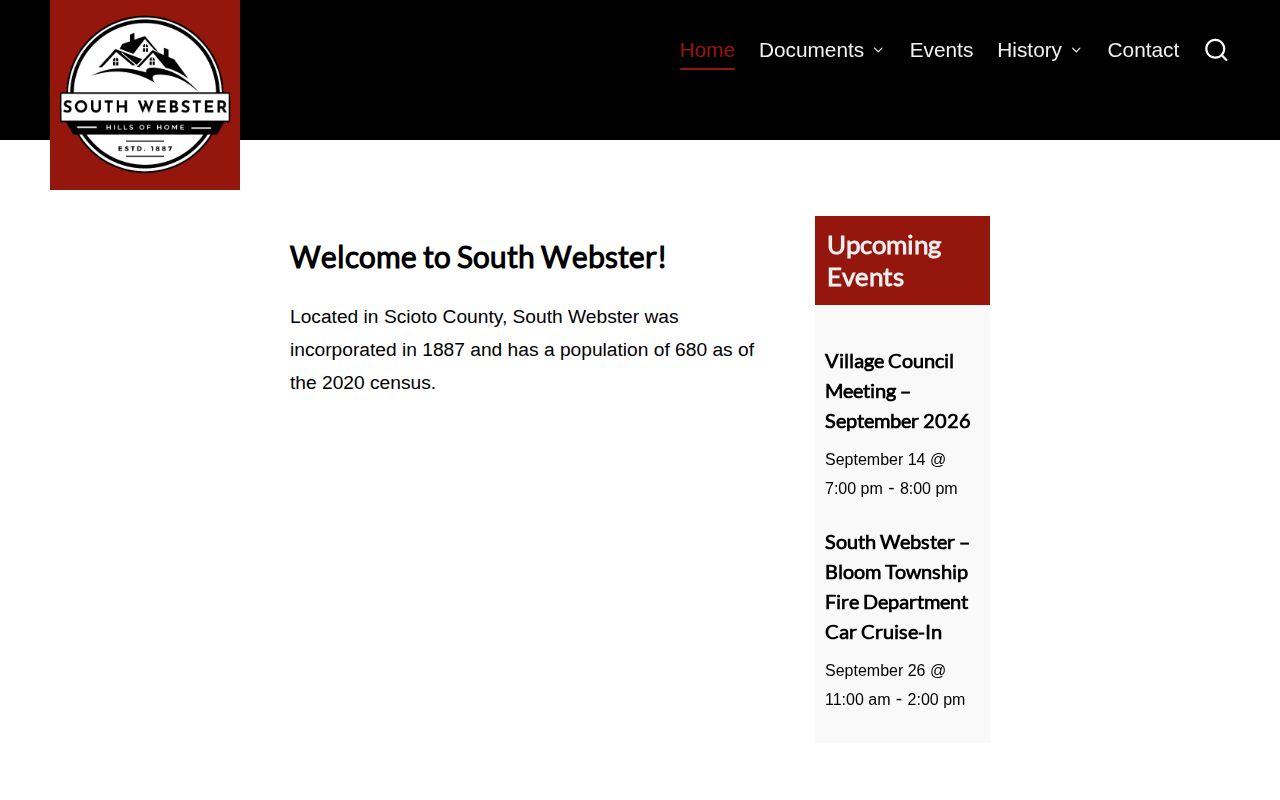 Village of South Webster official website without a verified police roster